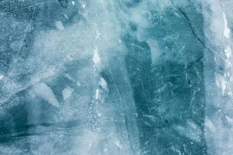 Drone shot of ice and snow on a frozen lake Stock Photos