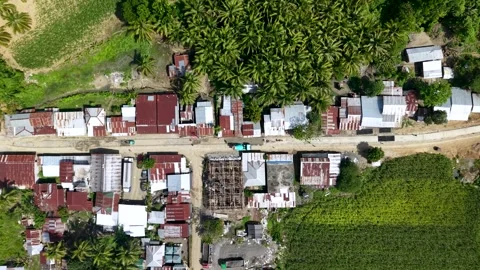 Drone Shot of Informal Settlement and Dirt Road in Rural Mindanao Stock Footage 326094175