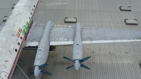 Drone shot of Interflug Ilyushin Il-18 Stock Footage 162173965