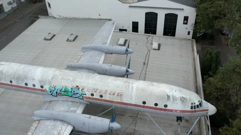 Drone shot of Interflug Ilyushin Il-18 Stock Footage 162174945
