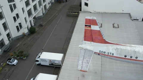 Drone shot of Interflug Ilyushin Il-18 Stock Footage 162176723