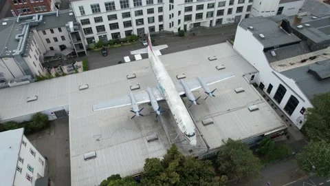 Drone shot of Interflug Ilyushin Il-18 Stock Footage 162177179