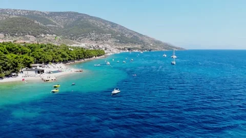 Drone shot of the island of Brac in the Adriatic Sea on the territory of Croatia Stock Footage 161115608