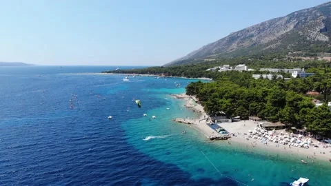 Drone shot of the island of Brac in the Adriatic Sea on the territory of Croatia Stock Footage 161115712