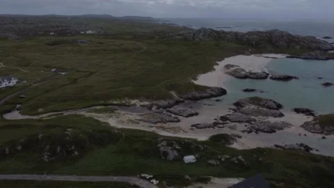 Drone shot isle of Coll beach in Scotland Stock Footage 235312310