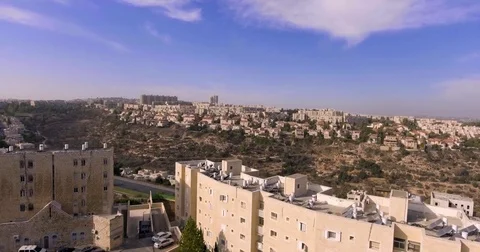Drone shot of Israel on blue sky day 3 Stock Footage