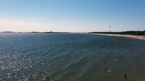 Drone shot of Kite gliding, on the coast of Hanko, warm, windy, summer Vídeo Stock 141738461