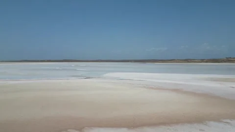 Drone shot of Lagoona Rosada on Isla de Coche, Venezuela Stock Footage 261017791