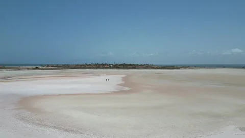 Drone shot of Lagoona Rosada on Isla de Coche, Venezuela Stock Footage 261017879