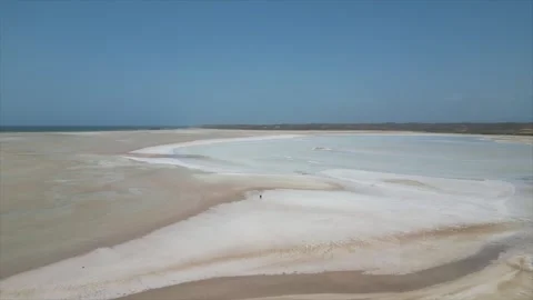 Drone shot of Lagoona Rosada on Isla de Coche, Venezuela Stock Footage 261018221