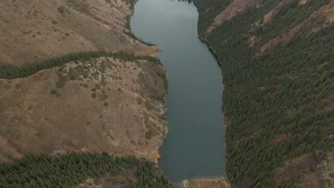 Drone shot of the lake Stock Footage 227125696