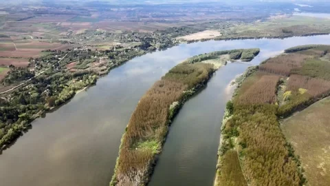 A drone shot of a lake Stock Footage 253032581