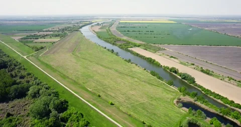 Drone shot of a lake in spring Stock Footage 253255440