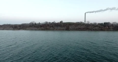 The drone shot by the lake view Stock Footage 239568756