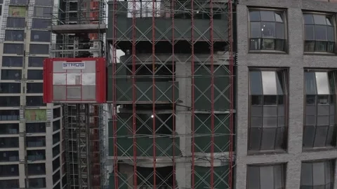 Drone shot of the Lantern Building under construction on the Highline in NYC Stock-Footage 248171134