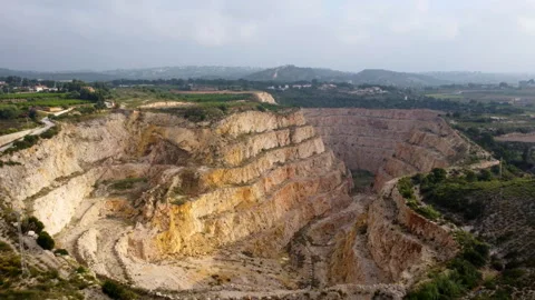 Drone shot of a large mine in Spain Stock Footage 258284780