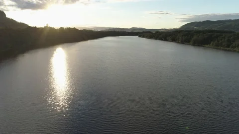 Drone shot of a large river Stock Footage 166085858