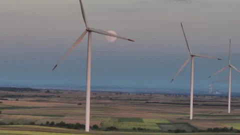 Drone shot of large windmills Stock Footage 210762891