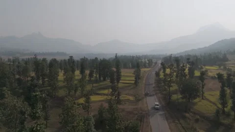 Drone shot of Layers of mountain in morning time. Stock Footage 255133853