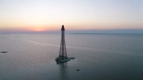 Drone shot of lighthouse Stock Footage 255621533