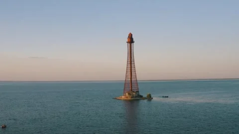 Drone shot of lighthouse Stock Footage 255621718