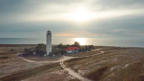 Drone shot of lighthouse Stock Photos