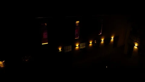 Drone Shot of Lights in the Dark - Crane Shot Video stock 112037192