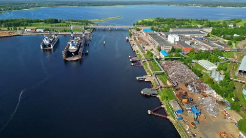 Drone shot of a local harbor in Greece during daytime. Ships halted. Stock Footage 289301406
