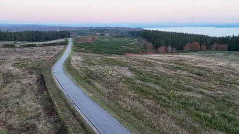 Drone shot of a lonely road Stock Footage 313272717