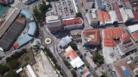 Drone shot look down roundabout at Esplanade. Stock Footage 129418090
