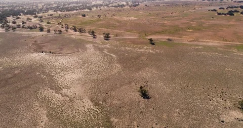 Drone shot looking down on the Australian outback. Stock Footage 93109577