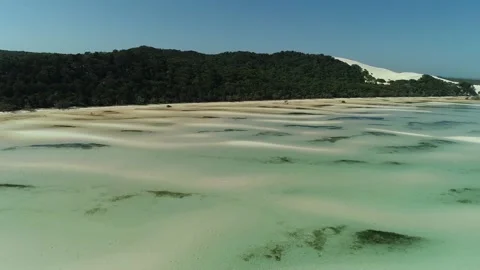 Drone shot looking over Beach on Moreton Island Stock Footage 158660148