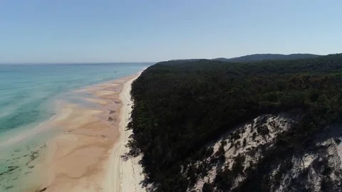 Drone shot looking over Beach on Moreton Island Stock Footage 158660252