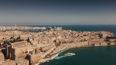 Drone Shot looking over Valletta, Malta Stock Footage 314805611