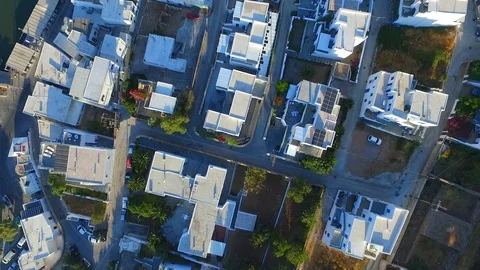 Drone shot looking straight down on beautiful Greek Stock Footage 124805335
