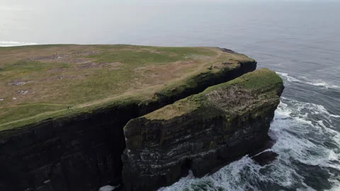 Drone Shot of Loop Head Headland, Ireland. Cuchulainn's Leap, Cliffs and Eire Stock-Footage 345043904