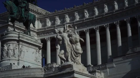 Drone shot low angle. Altar of the Fatherland, Altare della Patria.  Stock Footage 125884216