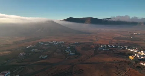 Drone shot of low cloud over volcanic landscape Stock Footage 343841053