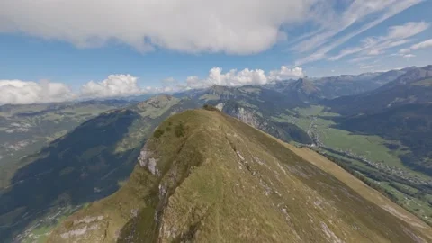 Drone shot made with an FPV drone. Flight over the Austrian mountain Stock Footage 163508141