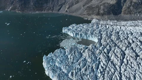 Drone shot of massive Knud Rasmussen Glacier in East Greenland Stock Footage 332367269