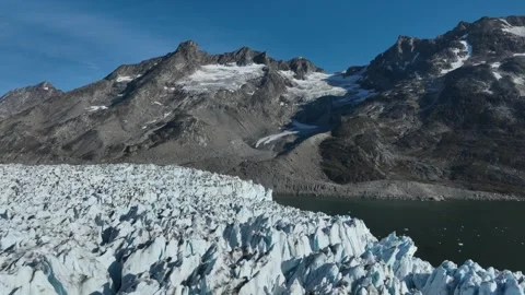 Drone shot of massive Knud Rasmussen Glacier in East Greenland Stock Footage 332368222