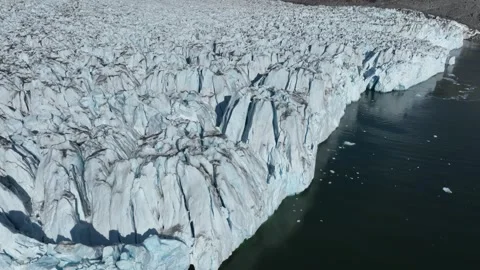 Drone shot of massive Knud Rasmussen Glacier in East Greenland Stock Footage 332368429