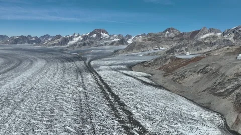 Drone shot of massive Knud Rasmussen Glacier in East Greenland Video stock 332382441