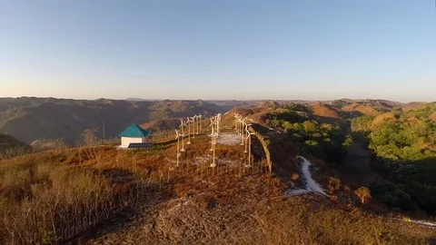 DRONE SHOT OF MICRO WIND FARM IN SUMBA 스톡 동영상 75341511