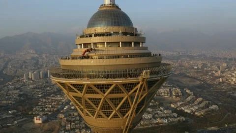 Drone Shot of Milad Tower in Tehran Stock Footage 335887513