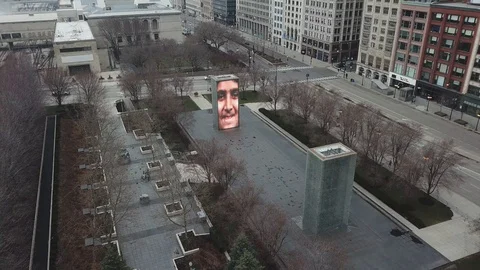 Drone shot of Millenium Park during the Corona Pandemic Video stock 127666993