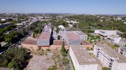 Drone shot of modern offices and apartments in Montpellier, France. Stock Footage 201247455