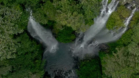 Drone shot of the most large and beautiful waterfalls in Bali Stock Footage 112738222
