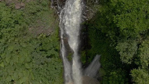 Drone shot of the most large and beautiful waterfalls in Bali Stock Footage 112738340