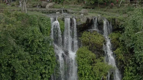 Drone shot of the most large and beautiful waterfalls in Bali Stock Footage 112738940